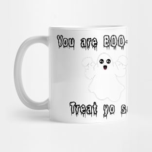 Halloween Ghost You Are BOO-tiful, treat yo’ self! Black Colour Mug